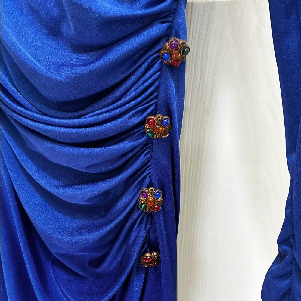 Vintage Long Sleeve Blue Dress - Picture 6 of 8